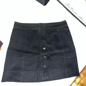 J. Crew black jean front button closure skirt